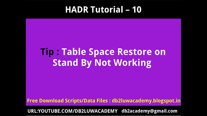 HADR Tutorial Part 10 - Table Space Restore on Stand By Not Working