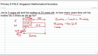 primary 6 PSLE Singapore mathematics heuristics : Whole numbers & Unchanged Difference & Age Gap