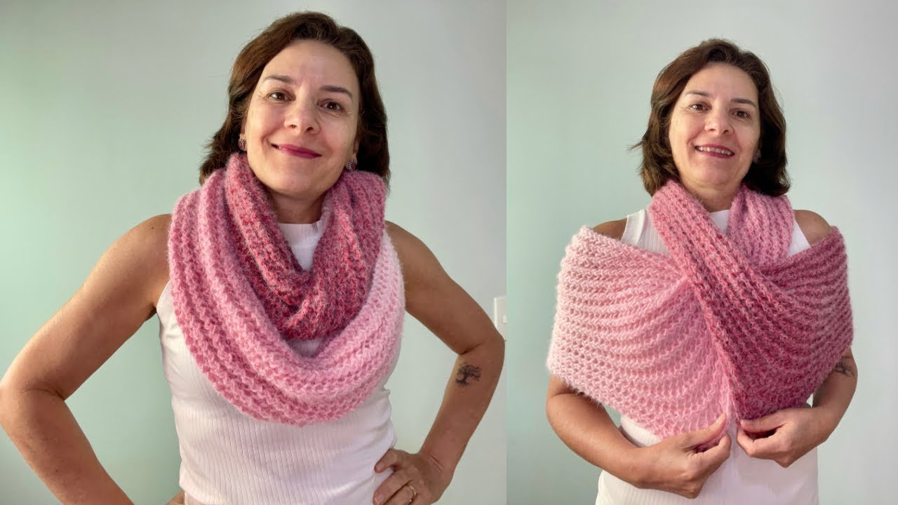 IVORY KNITTED SCARF/COLLAR - VERY EASY - YouTube
