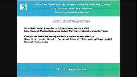 International Journal of Ad hoc, Sensor & Ubiquitous Computing (IJASUC)