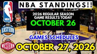 NBA STANDING TODAY as of OCTOBER 26, 2026 | SCHEDULES OCTOBER 27, 2026 #nba #usa #lebronjames
