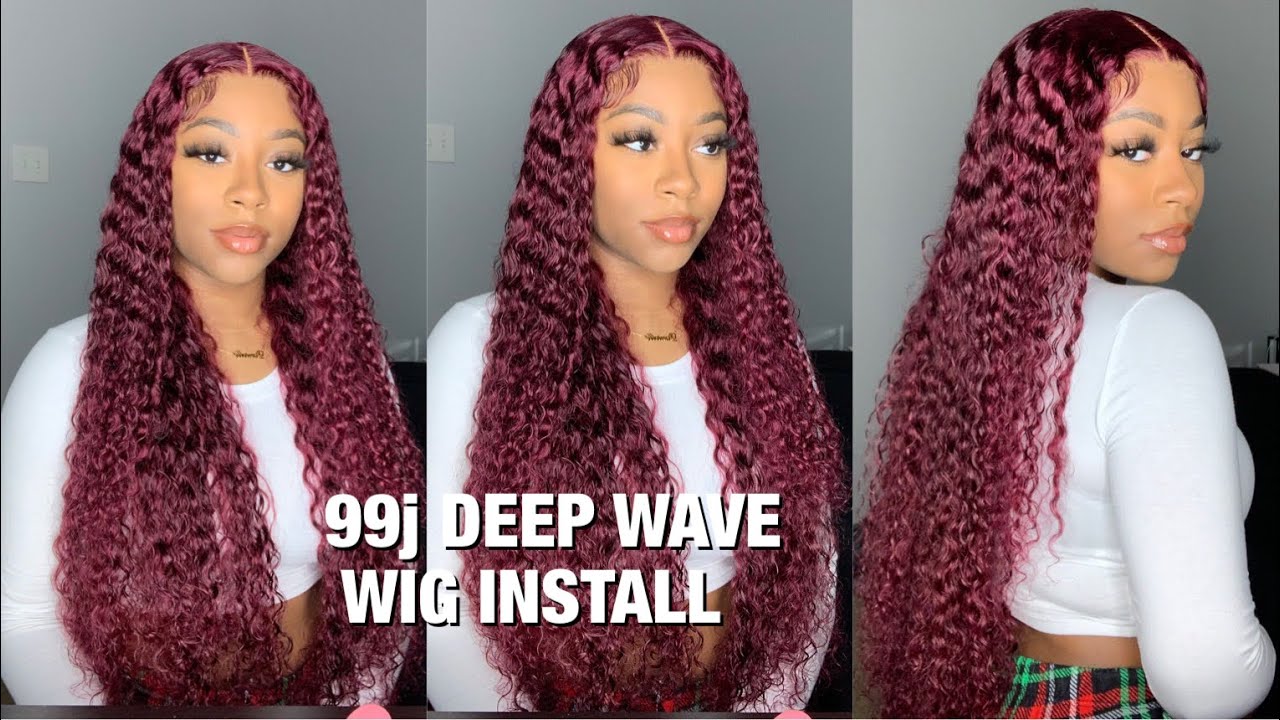 HOW TO PLUCK AND INSTALL BURGUNDY 99J DEEP WAVE WIG | West Kiss Hair