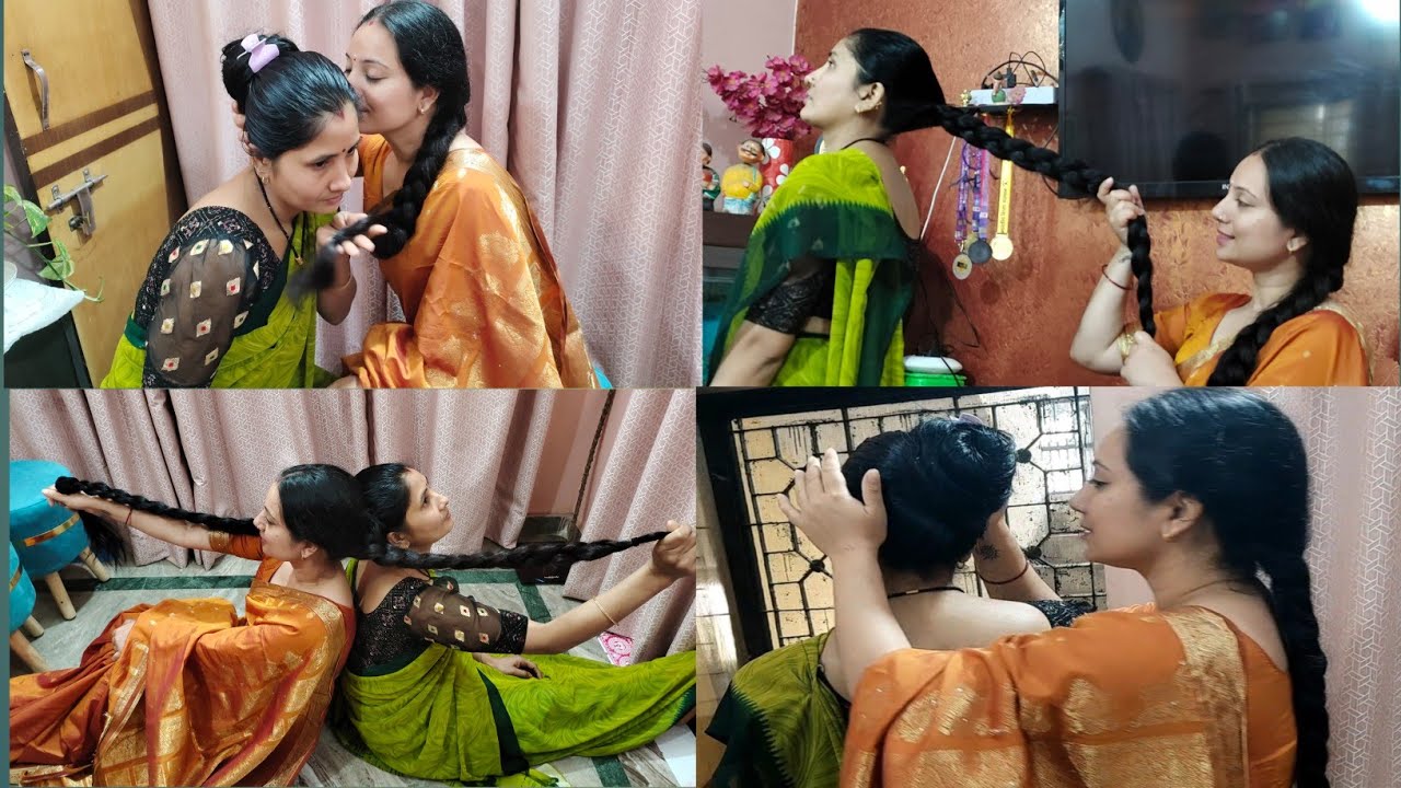 Two Beautiful Rapunzels Hair Play | Long Hair Smelling & Soft Pulling | ASMR