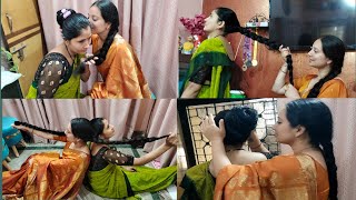 Two Beautiful Rapunzels Hair Play | Long Hair Smelling & Soft Pulling | ASMR screenshot 2