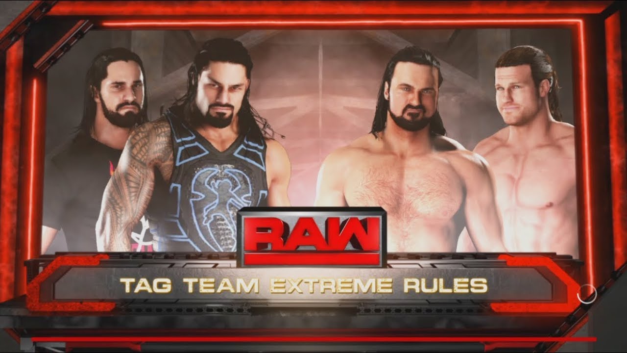 Roman Reigns & Seth Rollins vs. Dolph Ziggler & Drew McIntyre-Extreme Rule Tag team Match--WWE-2K18