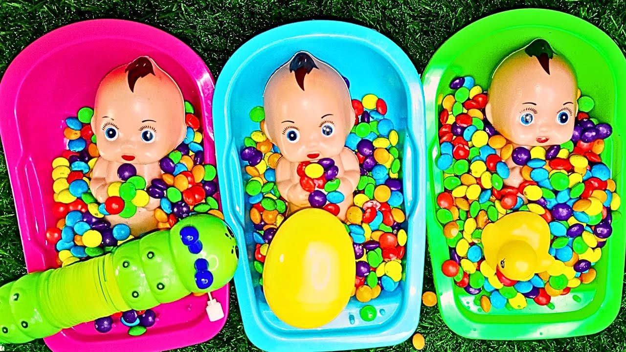 4 Minutes Satisfying - Magic BathTubs & Mixing Candy ASMR with Kinder Joy, Slime, Playdoh Big