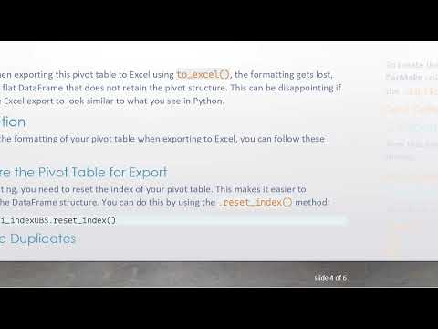 How to Export a Pivot Table from Pandas to Excel without Losing Formatting