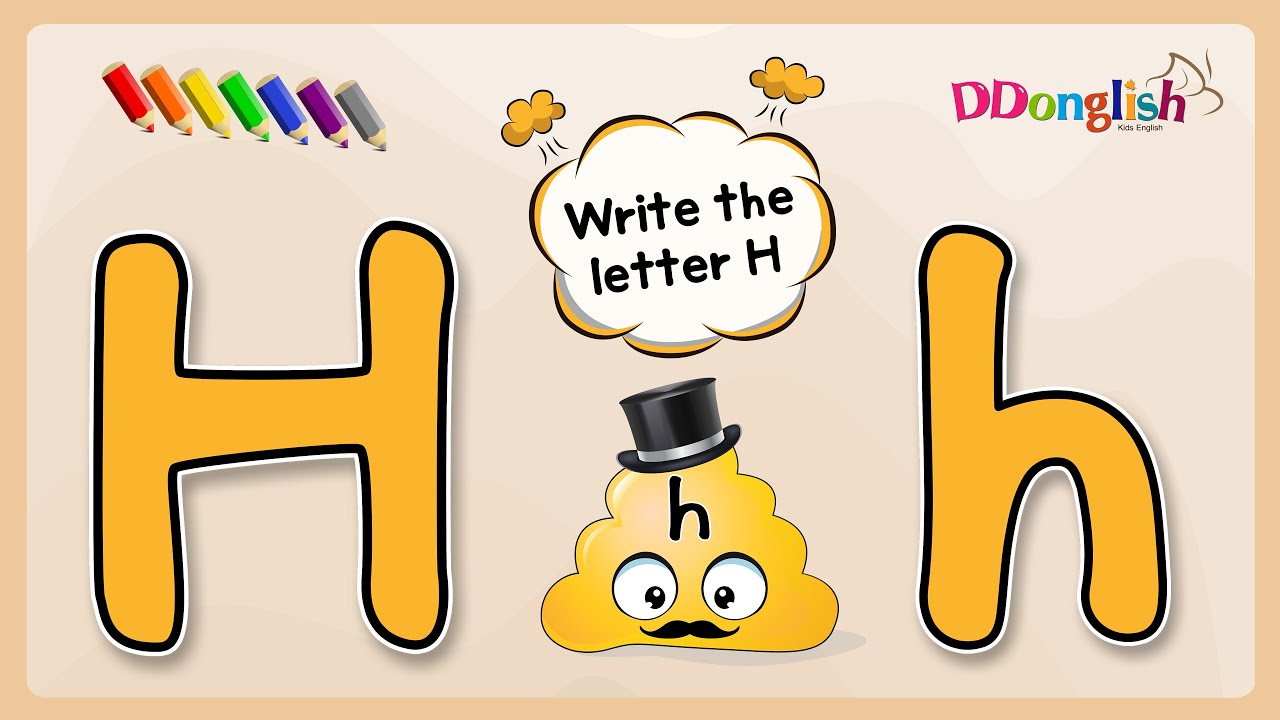 Learn to write the letter H with Henry Hat | Alphabet writing practice for kids | ddonglish