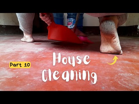 House cleaning barefoot
