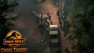 Herbivores Stampede Juric World Chaos Theory Season 4 Clip Stegosaurus Sinoceratops Nasuto