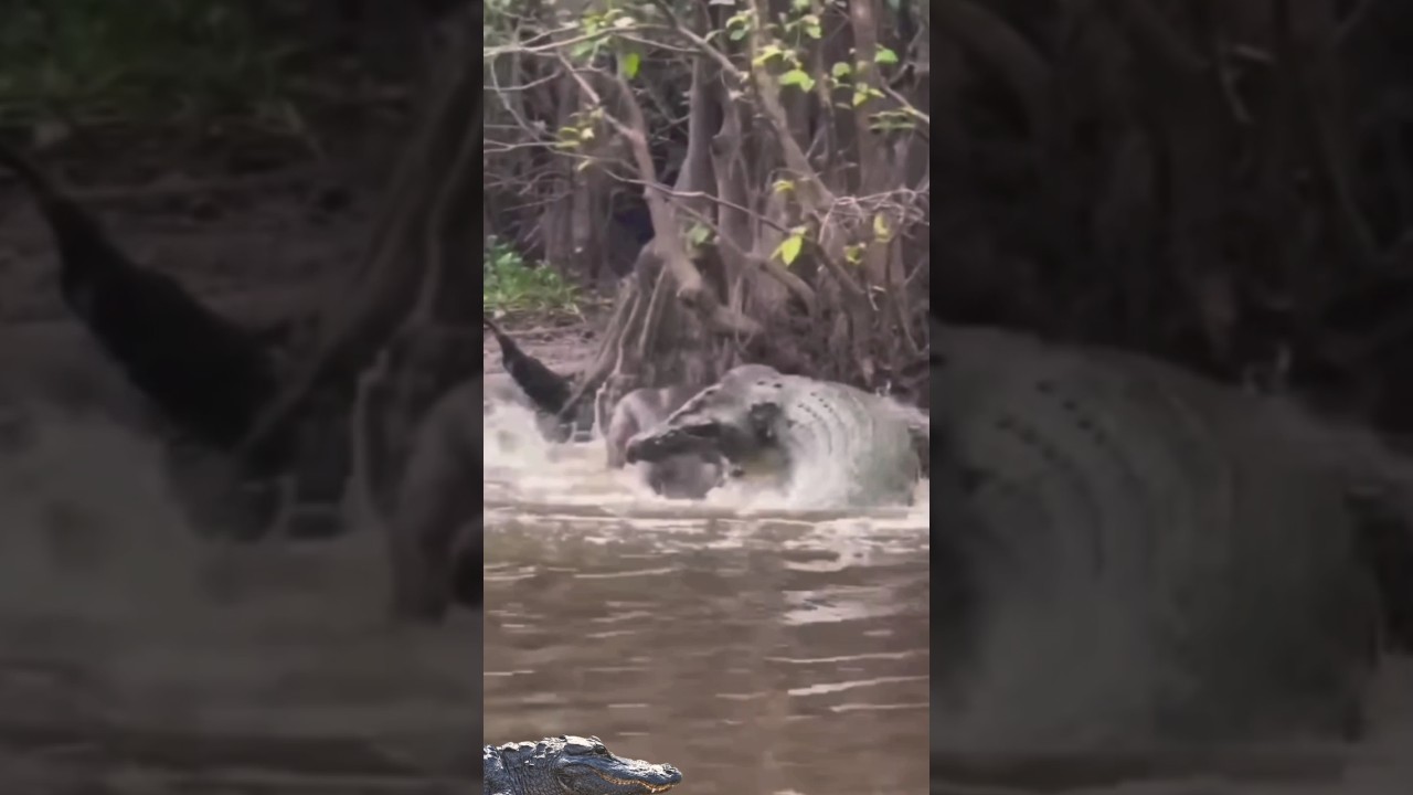 an elephant crossing the river was attacked by a crocodile