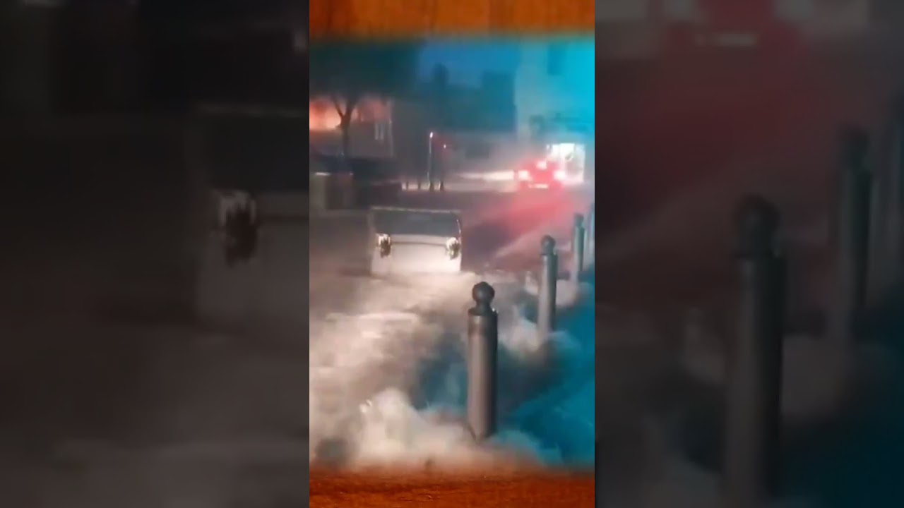 massive flooding due to torrential downpour in the Marseille, France 