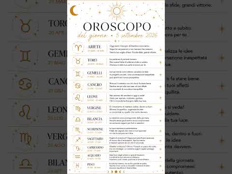 Video Oroscopo del 5 settembre 2026