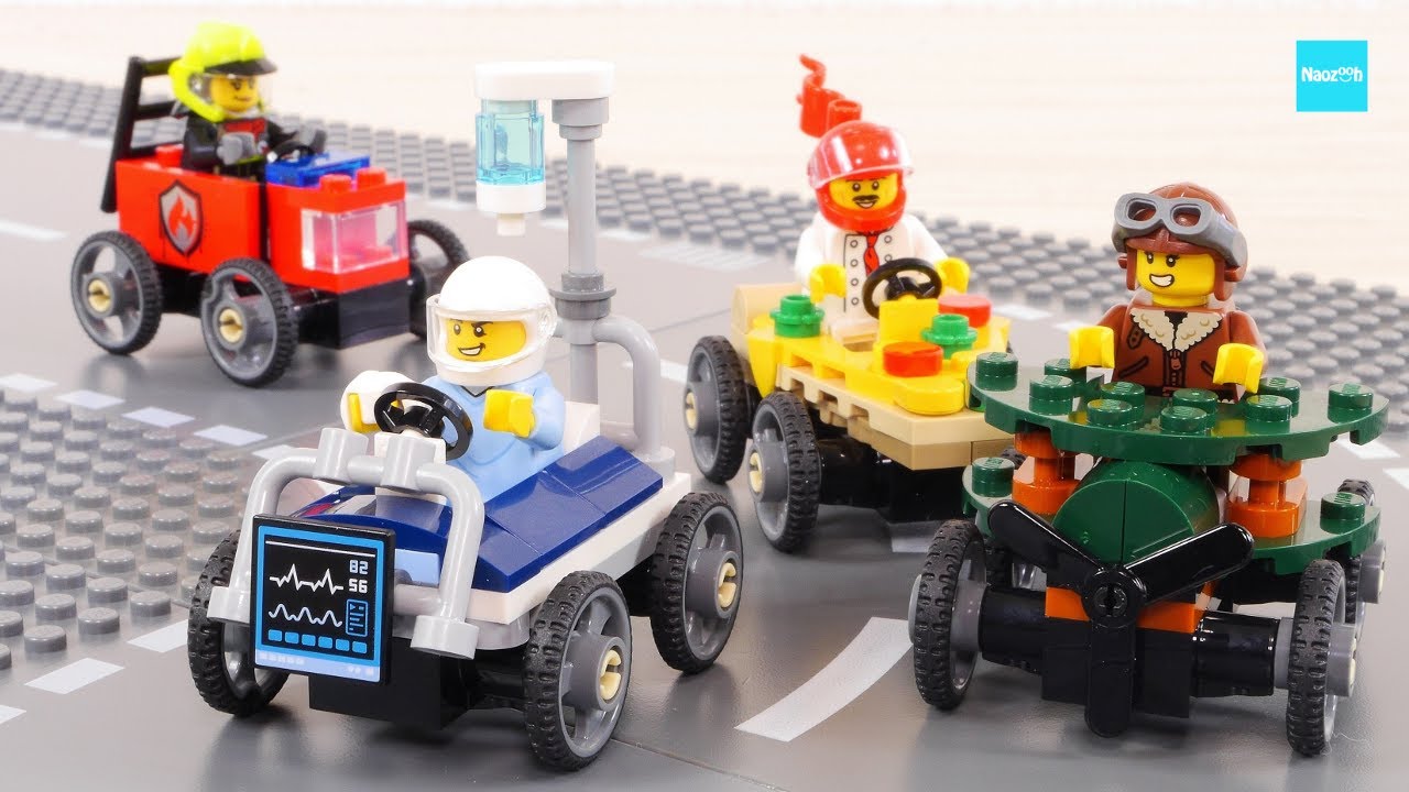 LEGO City Plane vs. Hospital Bed Race Car Pack Pizza Shop and Fire
