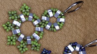 Beaded Earrings- Half Tila &amp; Seed bead Earrings - Peacock Earrings