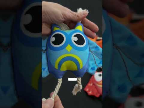 Игрушка для собак "Сова” с канатами, пищалкой и шуршащим эффектом, видео 1