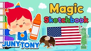 Country - Usa The United States Of America Magic Sketchbook Coloring For Kids Junytony