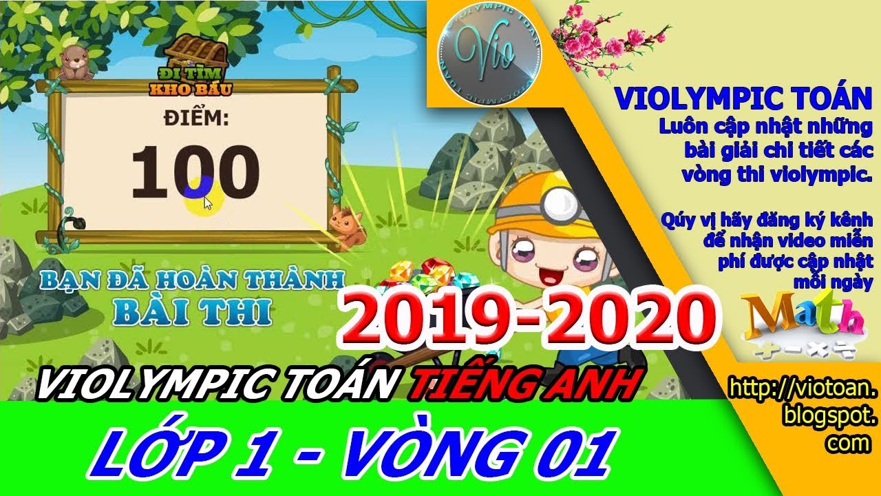 VIOLYMPIC TOÁN TIẾNG ANH LỚP 1 VÒNG 1 NĂM HỌC 2019-2020 – TOÁN VIOLYMPIC