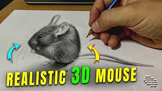 Skilled Artist Draw a Realistic 3D Mouse Using Graphite Pencils