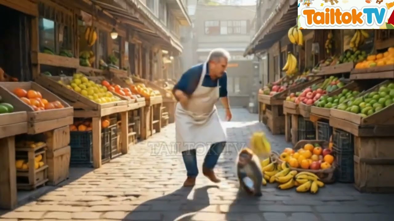 🐒 Funny Baby Monkey Steals Milk in Indian Market | Cute Monkey Story