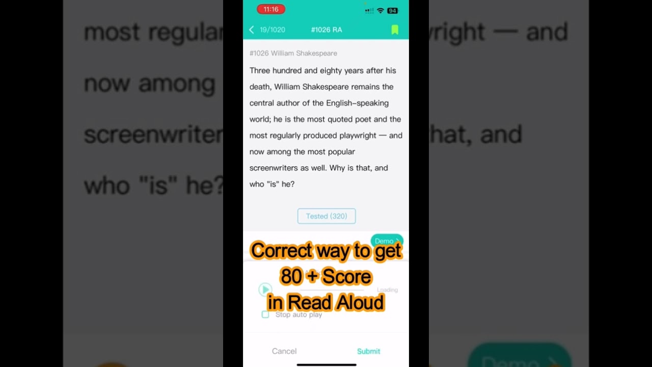 Read Aloud 80+ Score     