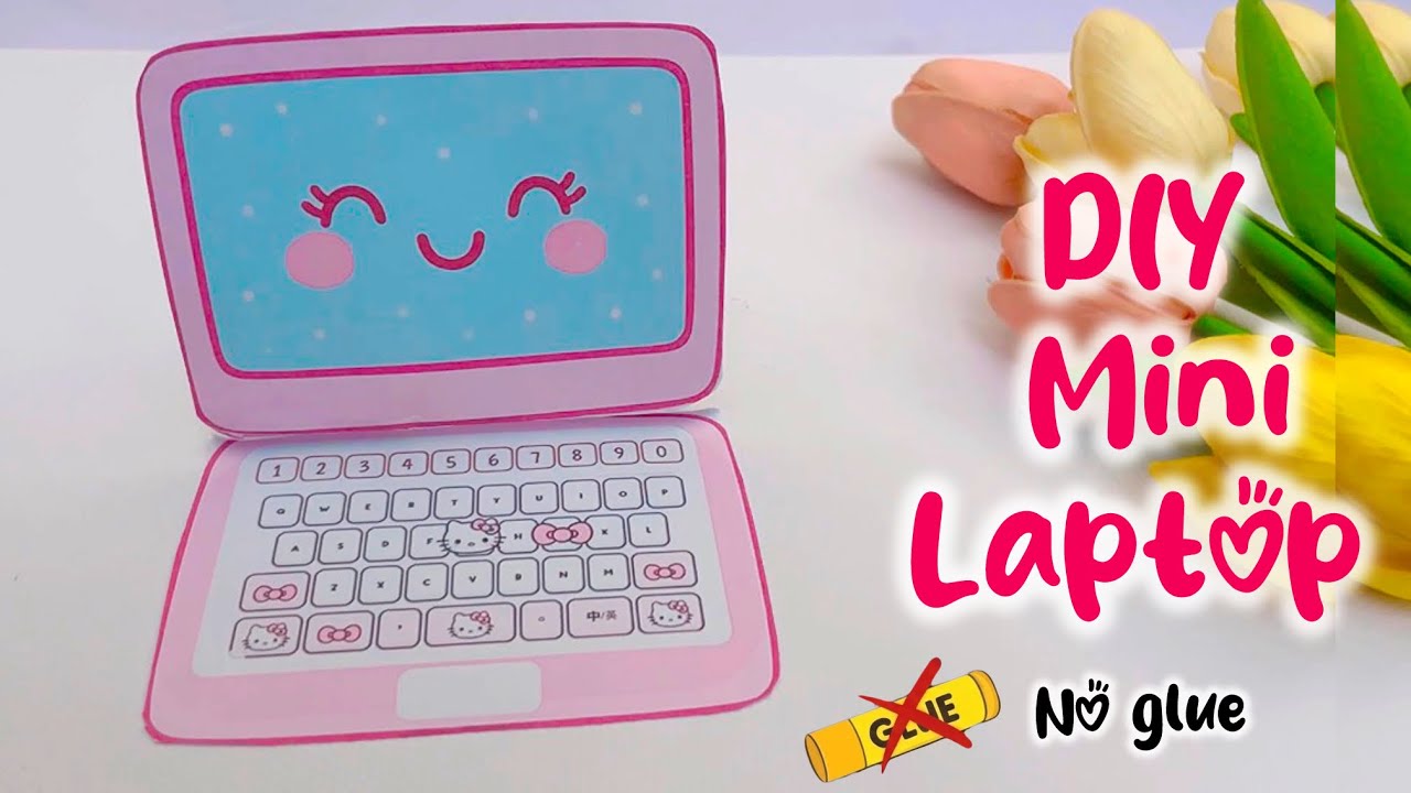 How to make a Cute Mini Paper Laptop without glue / paper craft / art ...