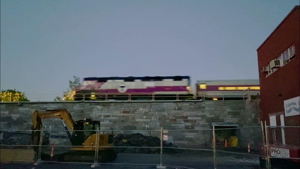 MBTA Commuter Rail Runs Through Winchester Center Under Construction