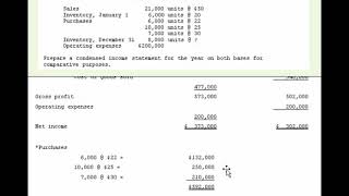 FIFO and LIFO Inventory Methods - Income Statement Presentation, E8.18