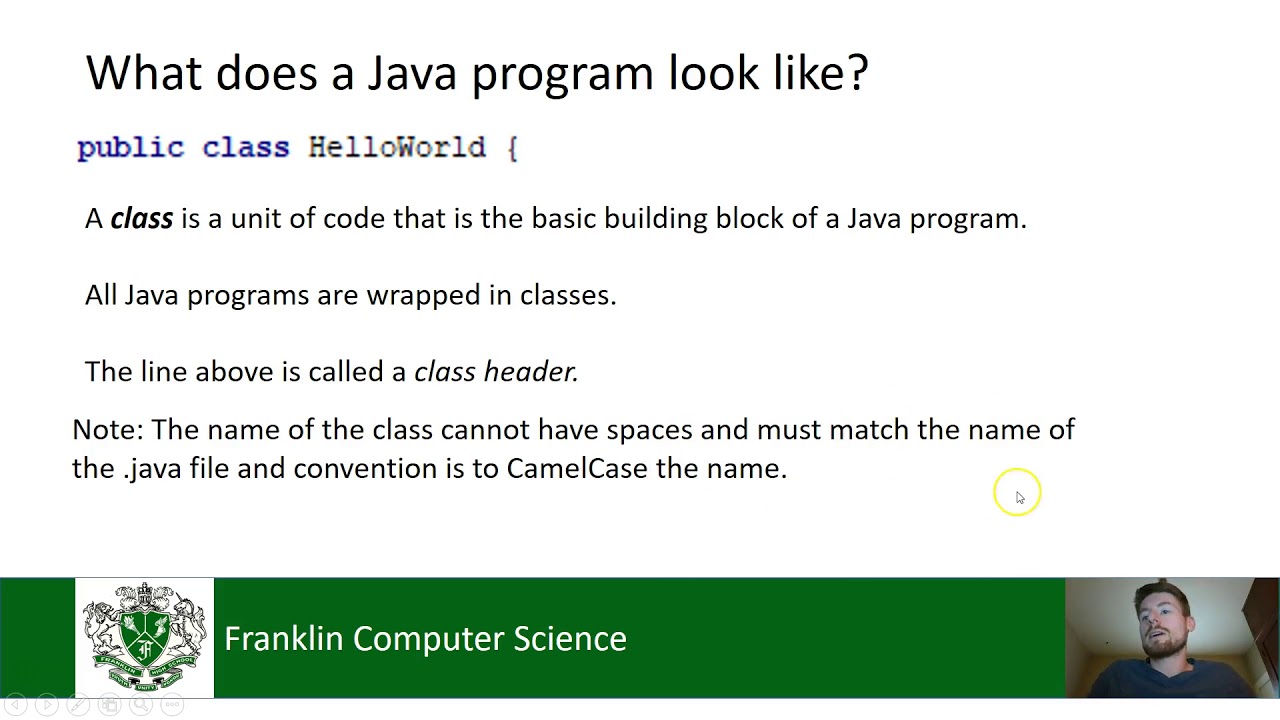 Franklin AP CS A - Lesson 0.2 Java Basics (Part I) - YouTube
