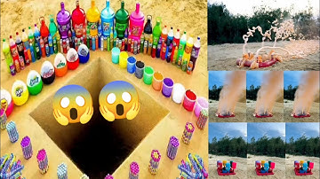 Experiment: Giant Coca-Cola Rocket, Mtn Dew, Sprite, Fanta, Balloons Cola and Mentos in Square Hole