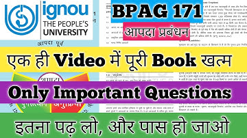 BPAG 171 Important Questions June 2025 BPAG 171 आपदा प्रबंधन BPAG 171 Disaster Management IGNOU