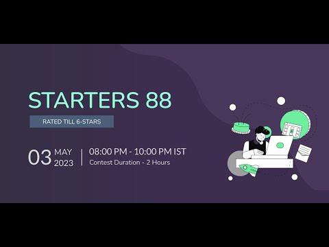 TOP10 || CodeChef Contest Starters 88 Solution with Explanation #starters88