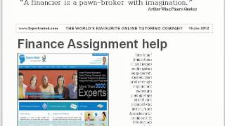Finance Online Tutoring, Finance Assignment Assistance, Expertsmind.com