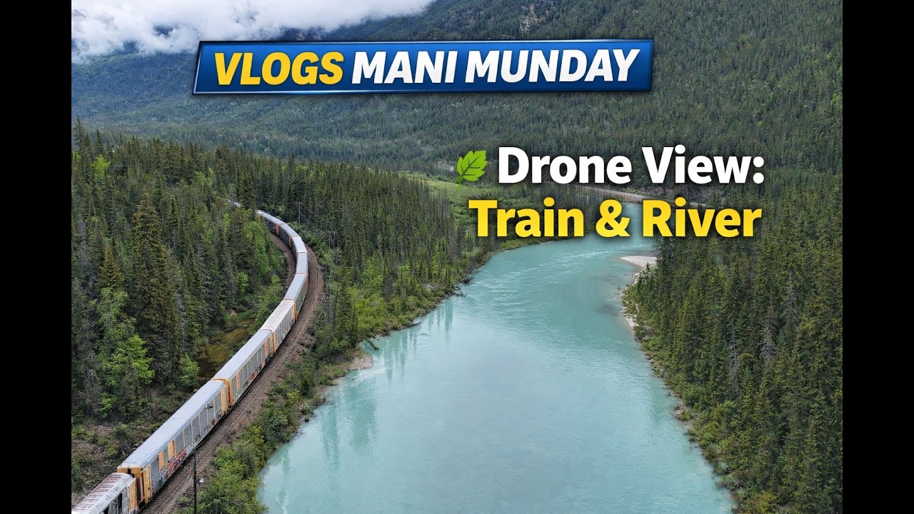 Beautiful Train Passing Through Mountains & River | Drone Footage