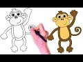 تعليم الرسم للأطفال كيف نرسم قرد طريقة رسم القرد How To Draw Monky 