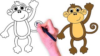 تعليم الرسم للأطفال | كيف نرسم قرد | طريقة رسم القرد | how to draw monky