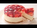 いちごのレアチーズケーキの作り方/No-bake Strawberry cheesecake recipe