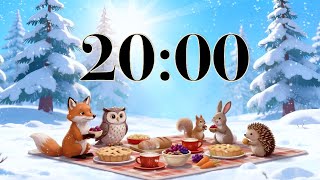 20 Minute Winter Classroom Timer ❄️ Cozy December Countdown, Snowy Party, & Holiday Acoustic Music