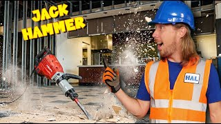 Jackhammer Demolition for Kids! 🧡 Breaking Tile & Concrete with Handyman Hal