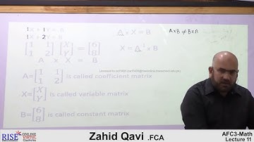 CA AFC 03 QM Maths by Sir Zahid Qavi Lecture # 11 (Chapter # 10)