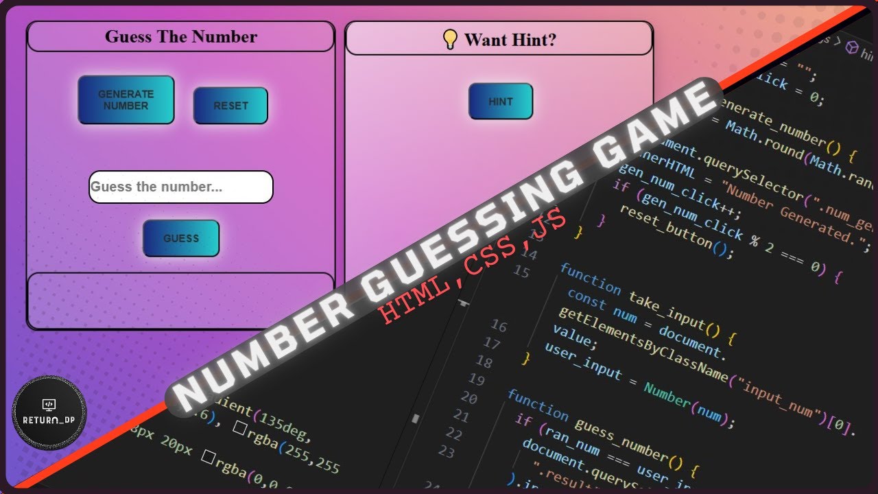 Making Number guessing game! || Game with HTML,CSS,JS || #return_dp # ...