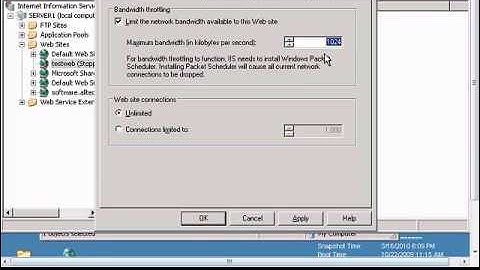 Limit bandwidth for a website in Windows IIS