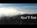 Above the clouds. Road to Teide. Drone video.