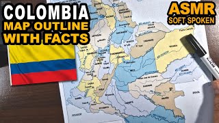 ASMR - Drawing COLOMBIA map contour over its regions with best known facts explained | Soft spoken screenshot 5