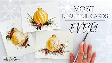 WOW!! 🤩 3 STUNNING Step-by-Step Watercolor Christmas Cards Anyone Can Paint! Ornament Card Painting