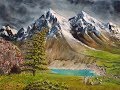 Acrylic Simple Landscape Painting Mountain Lake / Akrilik Tablo Dağda Göl Manzara Resmi Çizmek.