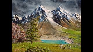 Acrylic Simple Landscape Painting Mountain Lake / Akrilik Tablo Dağda Göl Manzara Resmi Çizmek.