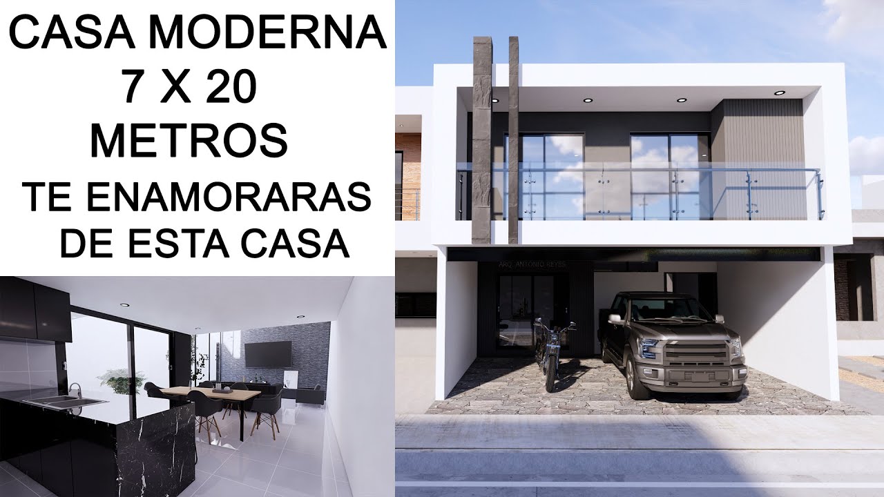 PLANO DE CASA MODERNA 7 X 20 METROS / TE ENAMORARAS DE ESTA CASA - YouTube