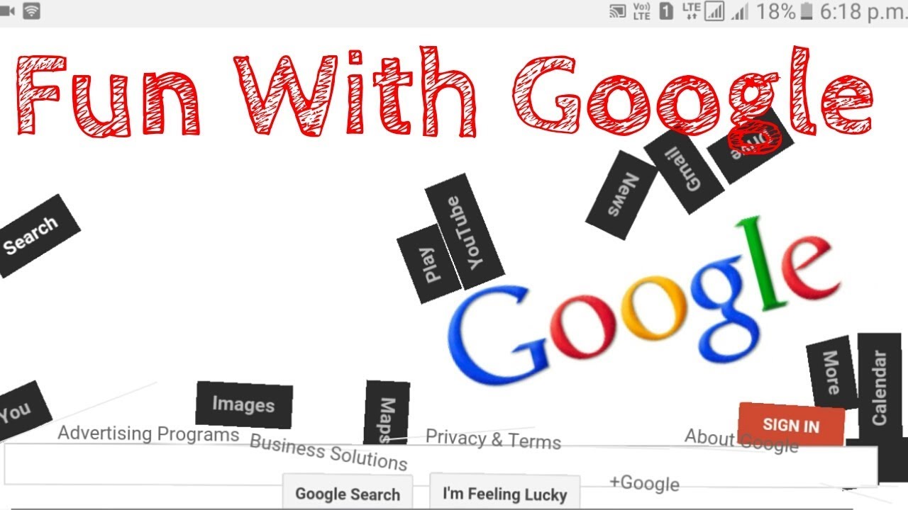 Google Gravity| How To Fun With Google Gravity | I'M Feeling Lucky - Youtube