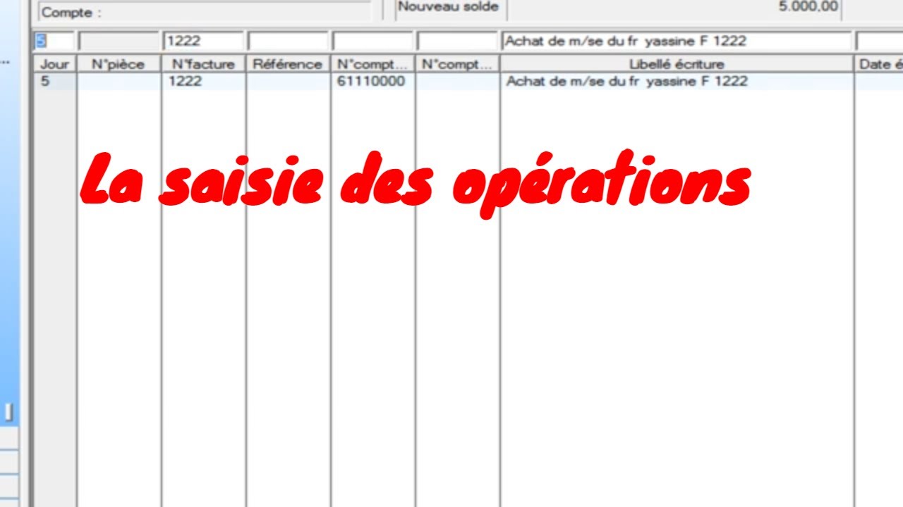 Sage compta: la saisie des opérations des achats et ventes